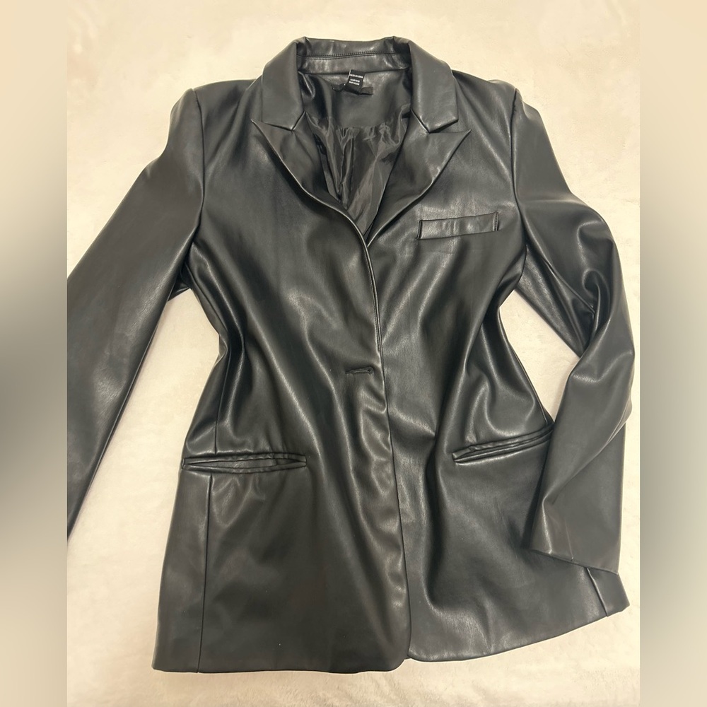 Black Faux Leather Women's Jacket